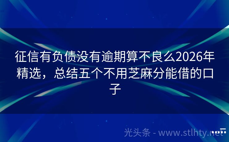 征信有负债没有逾期算不良么2026年精选，总结五个不用芝麻分能借的口子