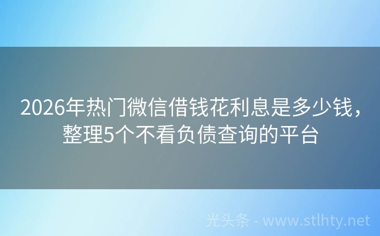 2026年热门微信借钱花利息是多少钱，整理5个不看负债查询的平台
