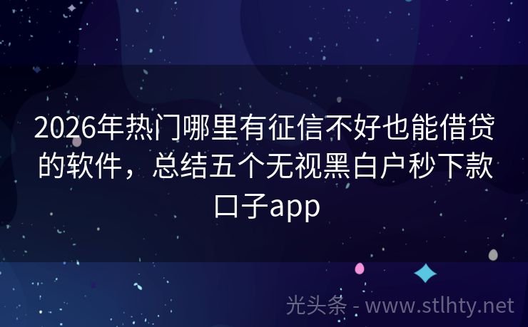 2026年热门哪里有征信不好也能借贷的软件，总结五个无视黑白户秒下款口子app