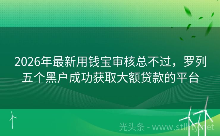 2026年最新用钱宝审核总不过，罗列五个黑户成功获取大额贷款的平台