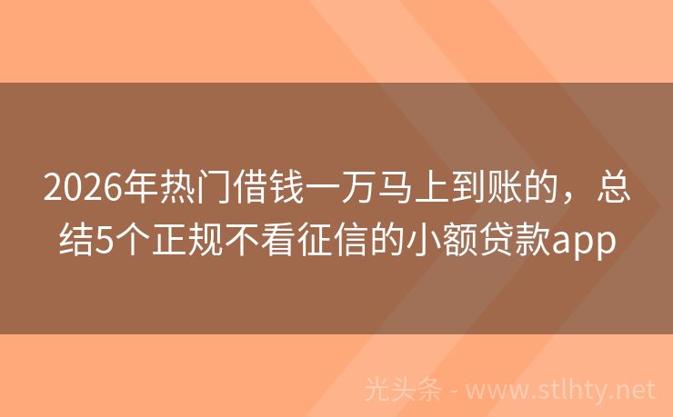 2026年热门借钱一万马上到账的，总结5个正规不看征信的小额贷款app