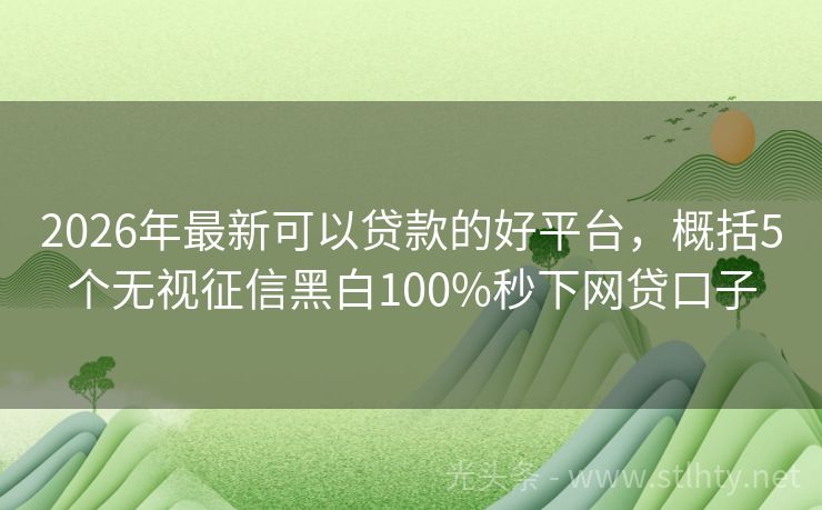 2026年最新可以贷款的好平台，概括5个无视征信黑白100%秒下网贷口子