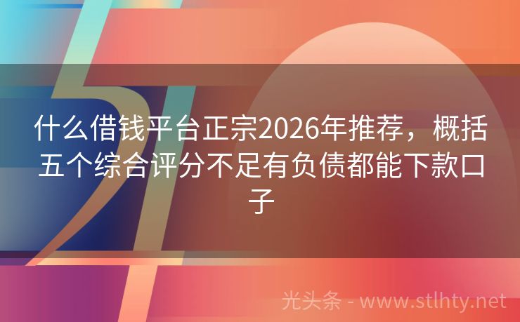 什么借钱平台正宗2026年推荐，概括五个综合评分不足有负债都能下款口子