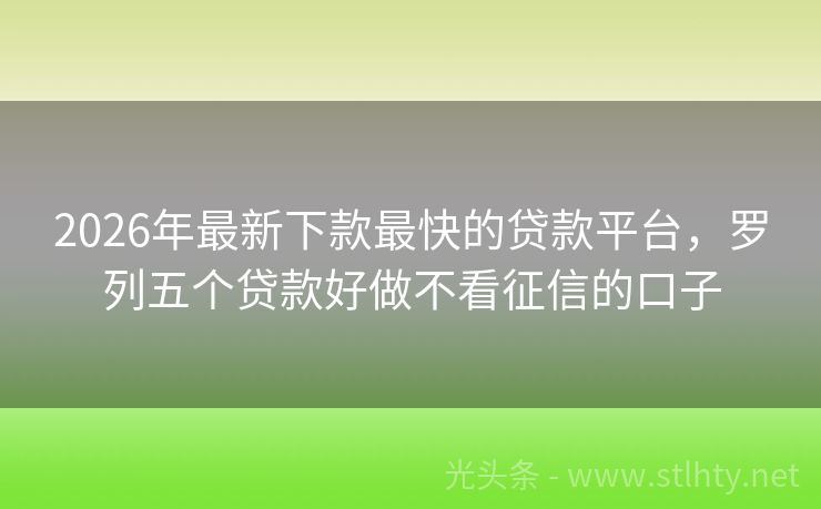 2026年最新下款最快的贷款平台，罗列五个贷款好做不看征信的口子