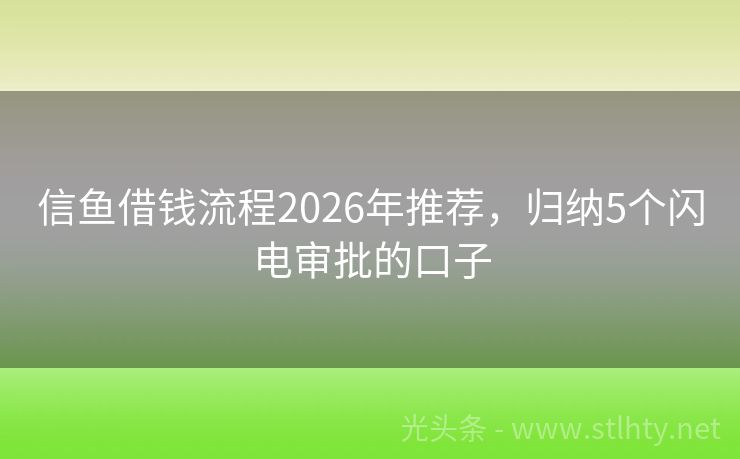 信鱼借钱流程2026年推荐，归纳5个闪电审批的口子