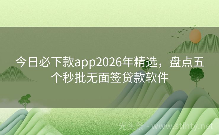 今日必下款app2026年精选，盘点五个秒批无面签贷款软件