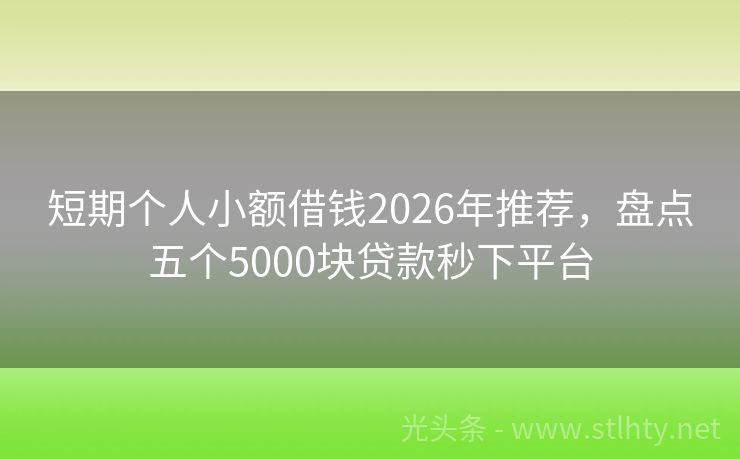 短期个人小额借钱2026年推荐，盘点五个5000块贷款秒下平台