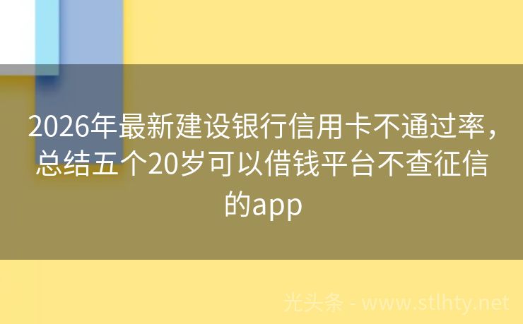 2026年最新建设银行信用卡不通过率,总结五个20岁可以借钱平台不查征信的app