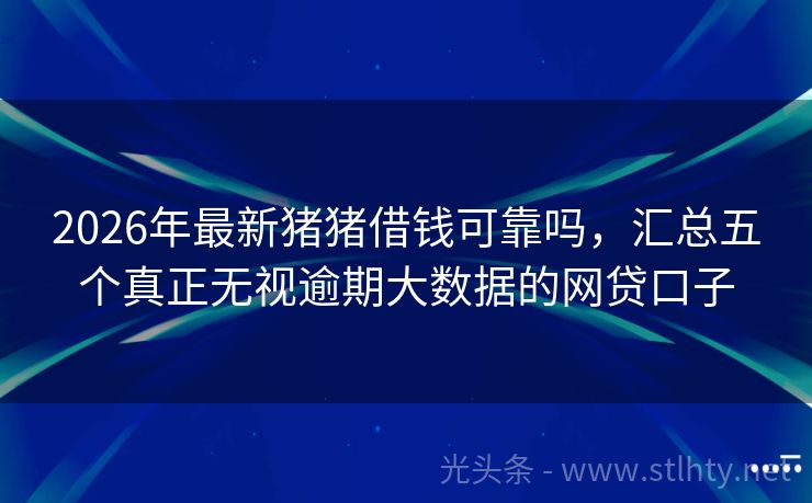 2026年最新猪猪借钱可靠吗,汇总五个真正无视逾期大数据的网贷口子