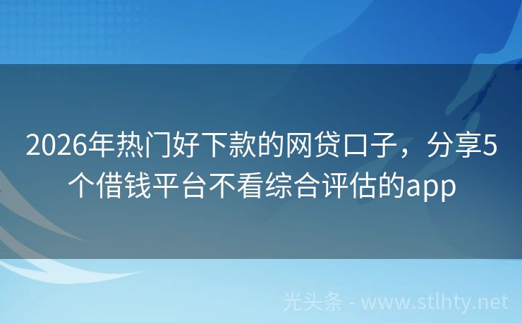 2026年热门好下款的网贷口子，分享5个借钱平台不看综合评估的app