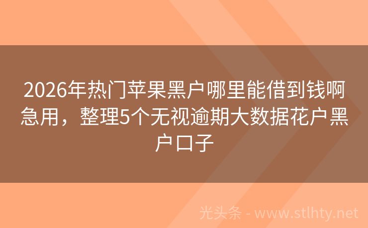 2026年热门苹果黑户哪里能借到钱啊急用，整理5个无视逾期大数据花户黑户口子