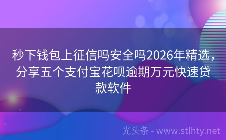秒下钱包上征信吗安全吗2026年精选，分享五个支付宝花呗逾期万元快速贷款软件