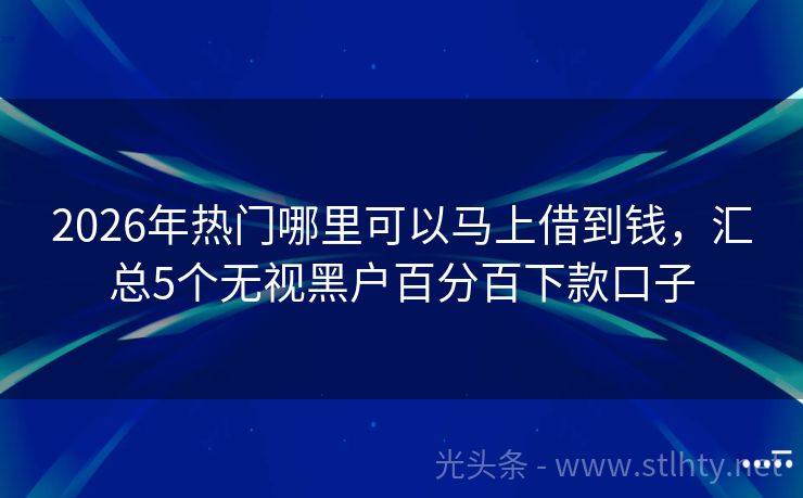 2026年热门哪里可以马上借到钱，汇总5个无视黑户百分百下款口子