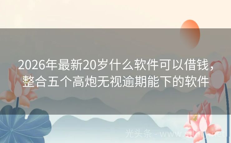 2026年最新20岁什么软件可以借钱，整合五个高炮无视逾期能下的软件