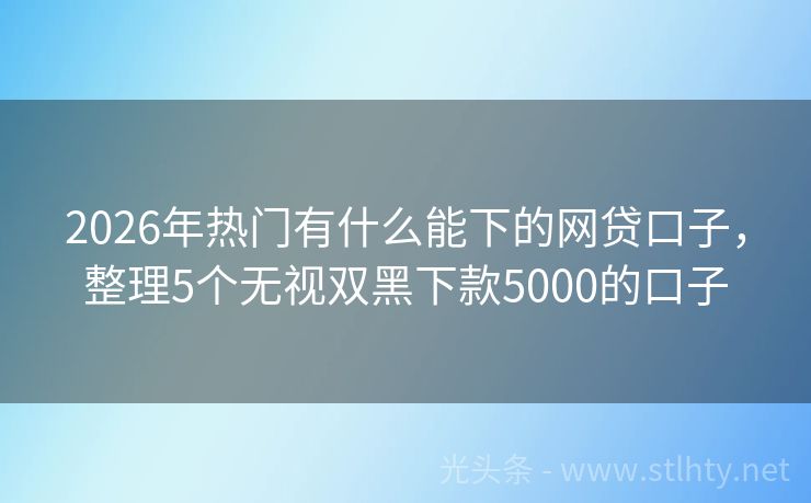 2026年热门有什么能下的网贷口子，整理5个无视双黑下款5000的口子