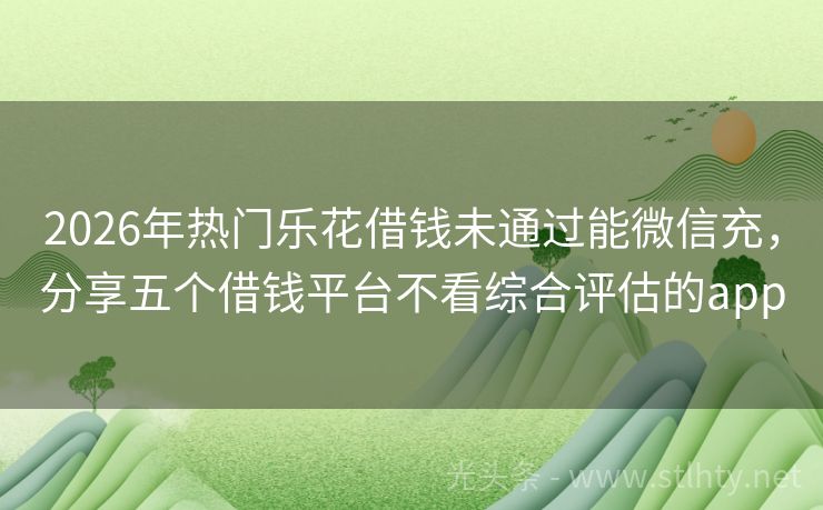 2026年热门乐花借钱未通过能微信充，分享五个借钱平台不看综合评估的app