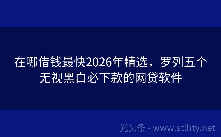 在哪借钱最快2026年精选，罗列五个无视黑白必下款的网贷软件