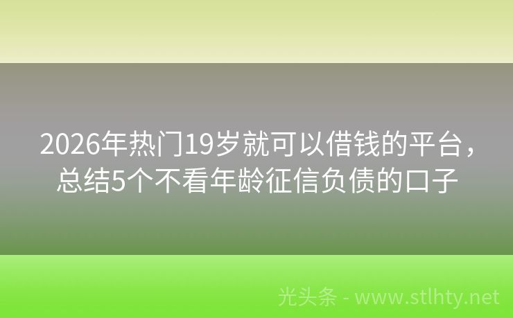 2026年热门19岁就可以借钱的平台，总结5个不看年龄征信负债的口子