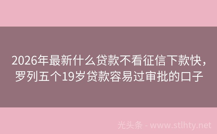 2026年最新什么贷款不看征信下款快，罗列五个19岁贷款容易过审批的口子