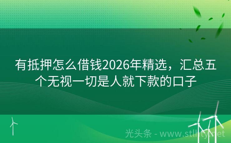 有抵押怎么借钱2026年精选，汇总五个无视一切是人就下款的口子