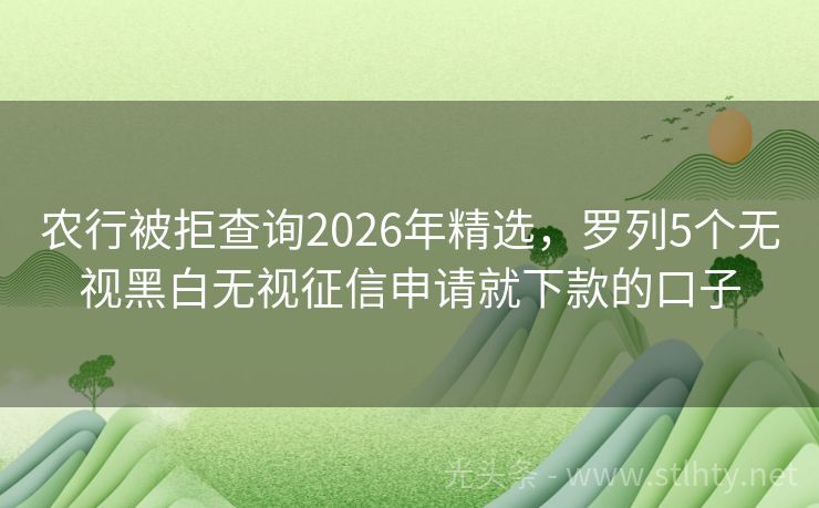 农行被拒查询2026年精选，罗列5个无视黑白无视征信申请就下款的口子