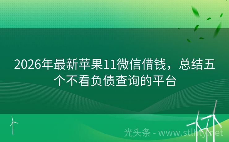 2026年最新苹果11微信借钱，总结五个不看负债查询的平台