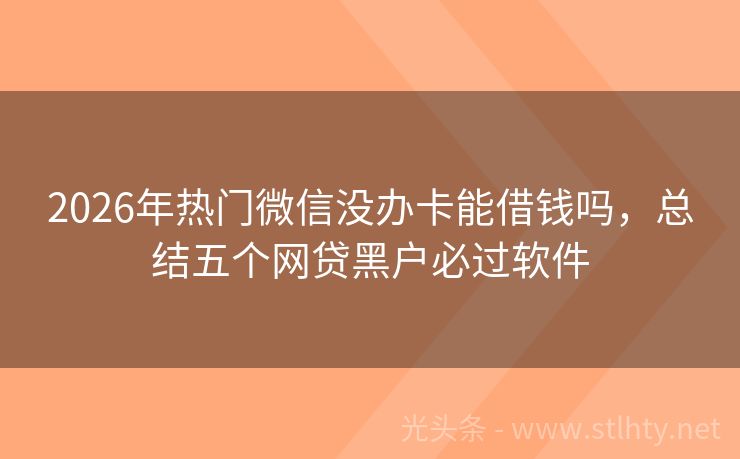 2026年热门微信没办卡能借钱吗，总结五个网贷黑户必过软件