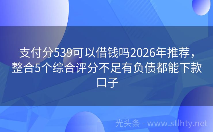 支付分539可以借钱吗2026年推荐，整合5个综合评分不足有负债都能下款口子
