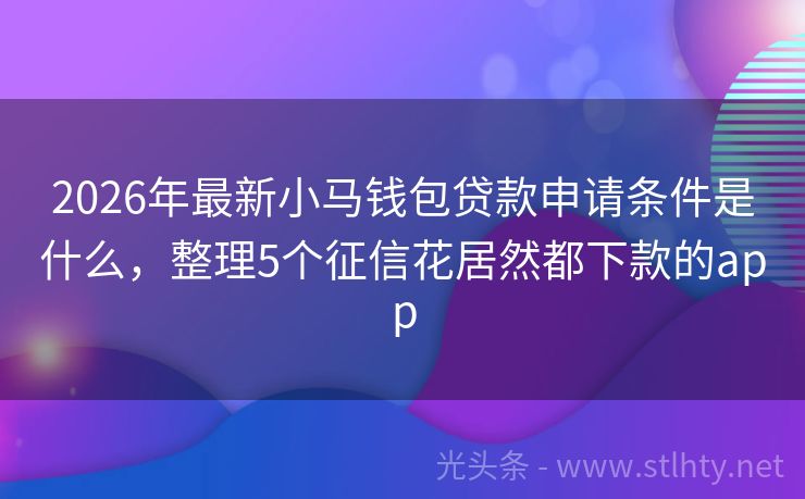2026年最新小马钱包贷款申请条件是什么，整理5个征信花居然都下款的app