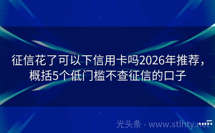 征信花了可以下信用卡吗2026年推荐，概括5个低门槛不查征信的口子