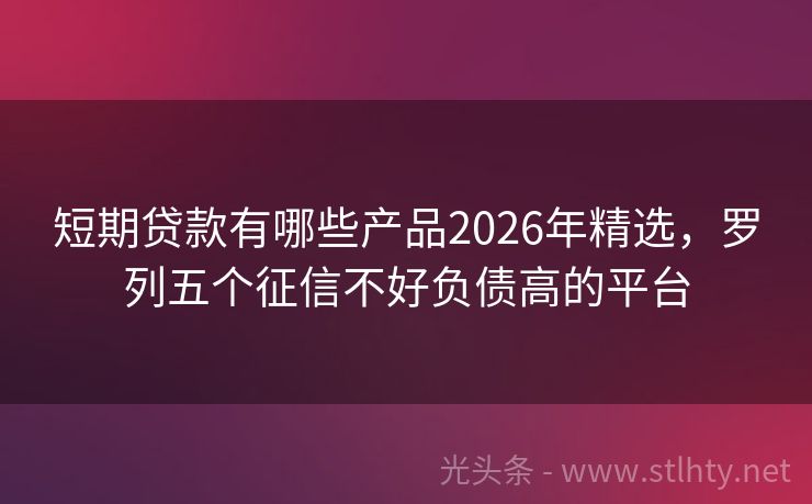 短期贷款有哪些产品2026年精选，罗列五个征信不好负债高的平台