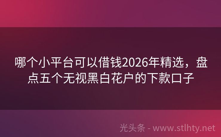 哪个小平台可以借钱2026年精选，盘点五个无视黑白花户的下款口子