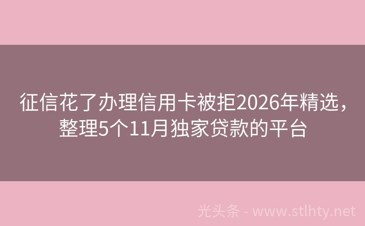 征信花了办理信用卡被拒2026年精选，整理5个11月独家贷款的平台