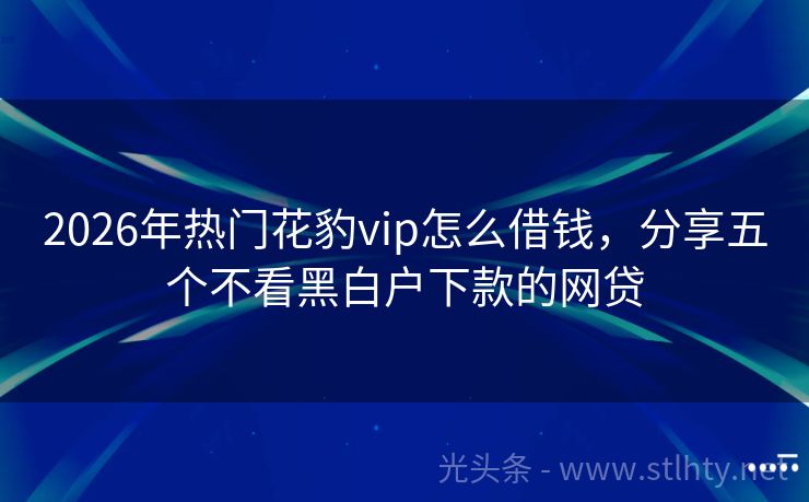 2026年热门花豹vip怎么借钱，分享五个不看黑白户下款的网贷