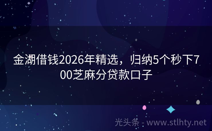 金湖借钱2026年精选，归纳5个秒下700芝麻分贷款口子