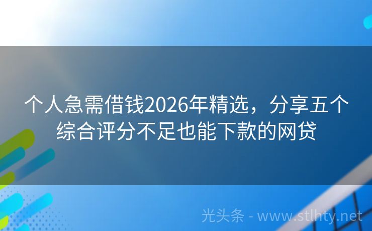 个人急需借钱2026年精选，分享五个综合评分不足也能下款的网贷