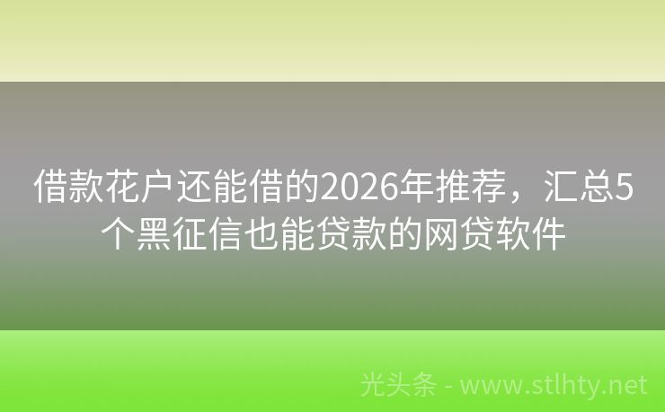 借款花户还能借的2026年推荐，汇总5个黑征信也能贷款的网贷软件