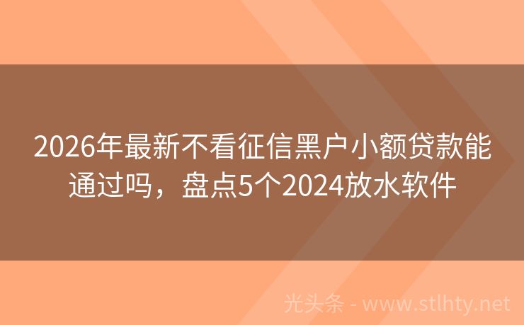 2026年最新不看征信黑户小额贷款能通过吗，盘点5个2024放水软件