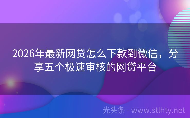 2026年最新网贷怎么下款到微信，分享五个极速审核的网贷平台