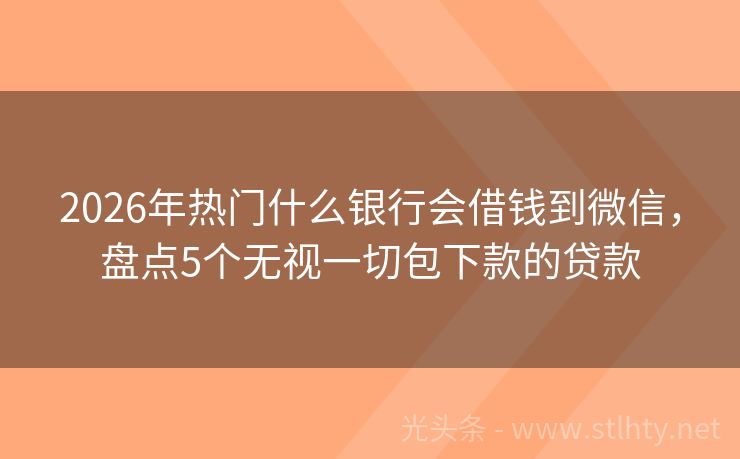 2026年热门什么银行会借钱到微信，盘点5个无视一切包下款的贷款