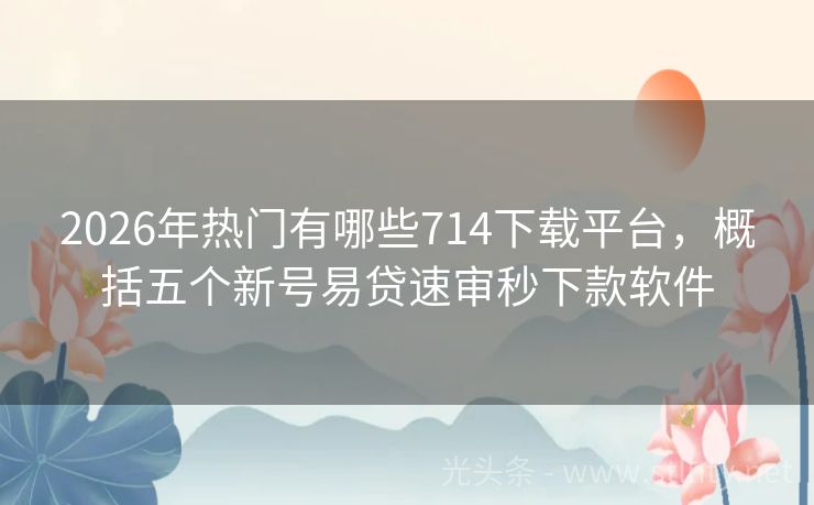 2026年热门有哪些714下载平台，概括五个新号易贷速审秒下款软件