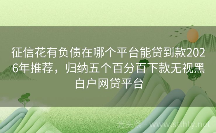 征信花有负债在哪个平台能贷到款2026年推荐，归纳五个百分百下款无视黑白户网贷平台