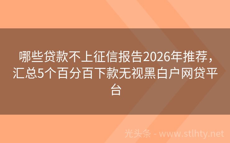 哪些贷款不上征信报告2026年推荐，汇总5个百分百下款无视黑白户网贷平台