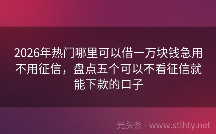 2026年热门哪里可以借一万块钱急用不用征信，盘点五个可以不看征信就能下款的口子