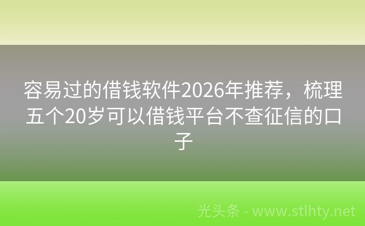 容易过的借钱软件2026年推荐，梳理五个20岁可以借钱平台不查征信的口子