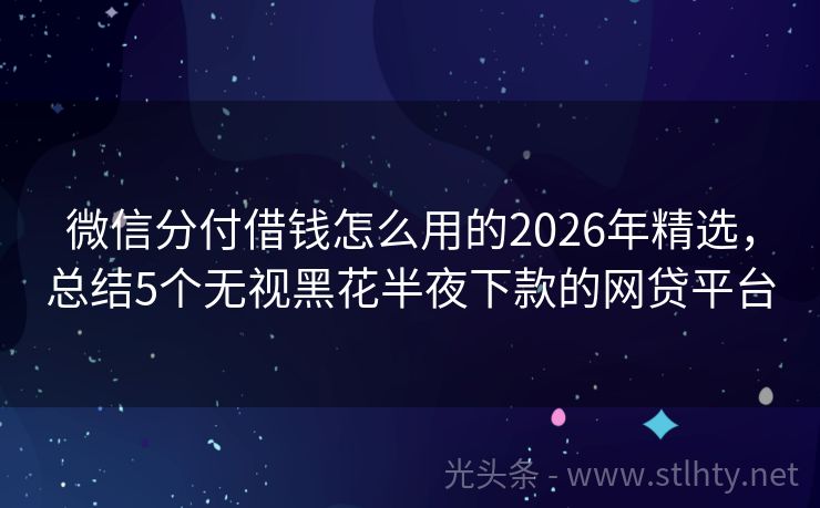 微信分付借钱怎么用的2026年精选，总结5个无视黑花半夜下款的网贷平台