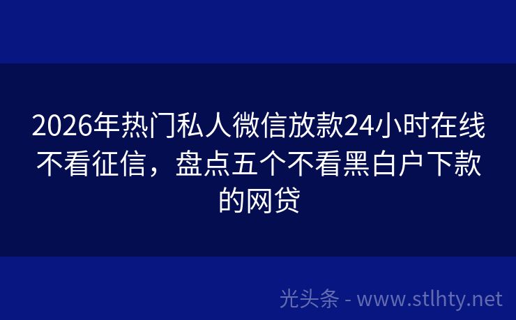 2026年热门私人微信放款24小时在线不看征信，盘点五个不看黑白户下款的网贷