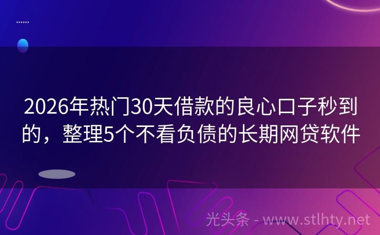 2026年热门30天借款的良心口子秒到的，整理5个不看负债的长期网贷软件