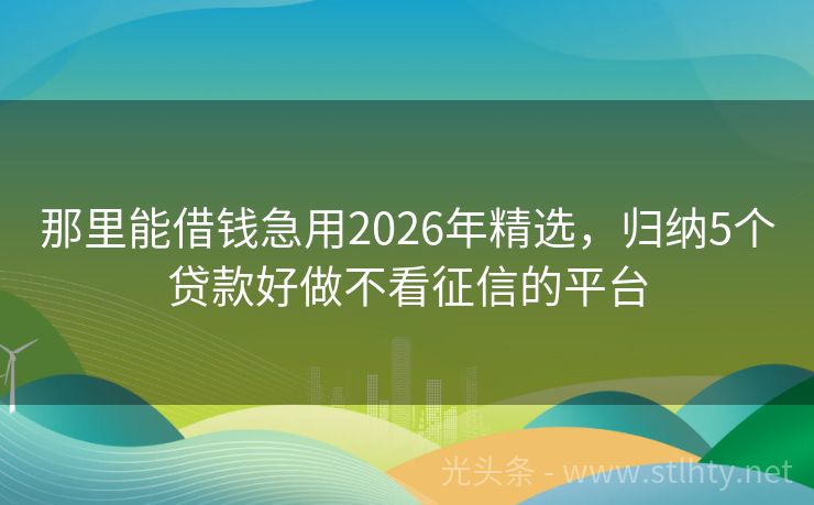 那里能借钱急用2026年精选，归纳5个贷款好做不看征信的平台