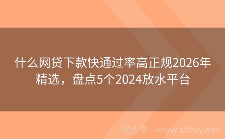 什么网贷下款快通过率高正规2026年精选，盘点5个2024放水平台